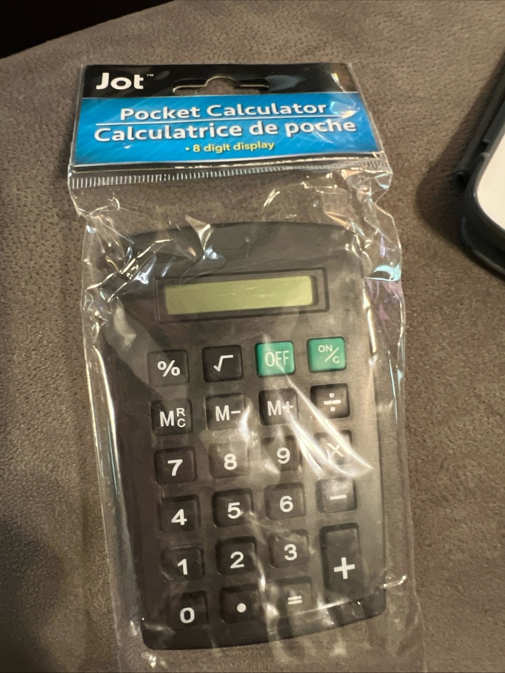 Jot Black Pocket Calculator - Portable 8-Digit Display